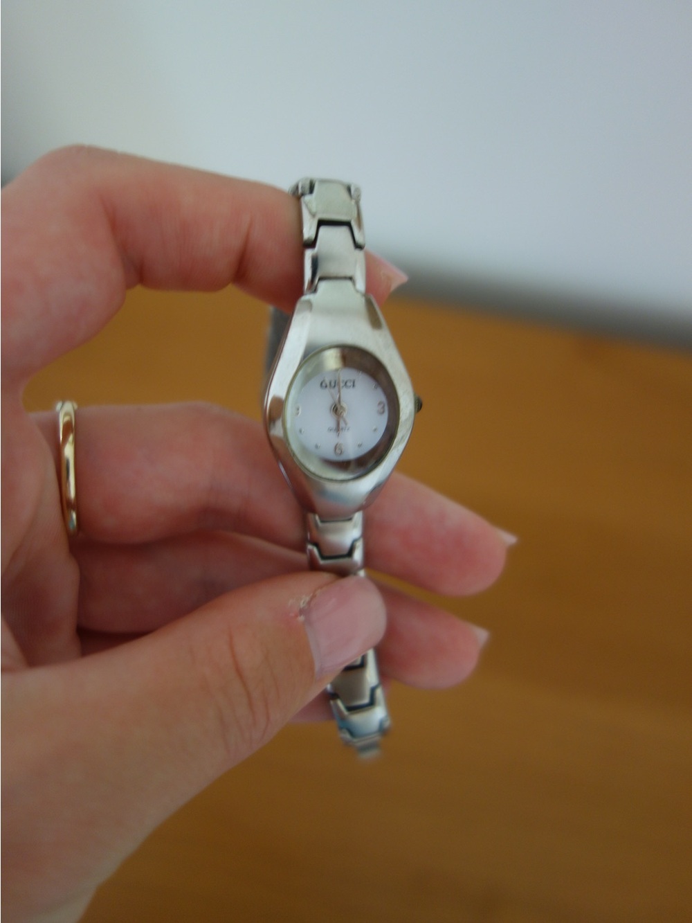 Gucci Silver-Tone Women's Bracelet Watch with White Dial